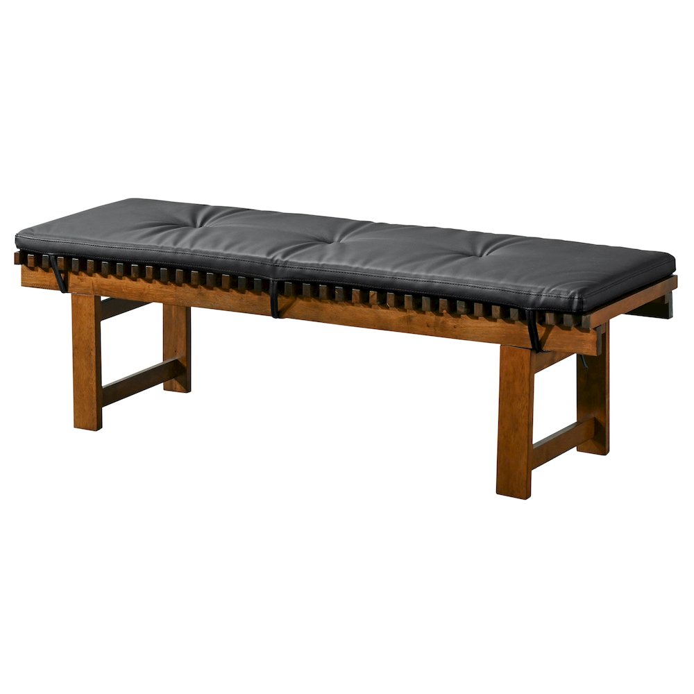 Lucia Bench in Black PU Leather. Picture 1