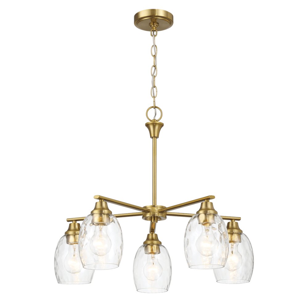 Elegance Five Lights Linear Arms with Golden Brass Finish Chain Chandelier. Picture 2