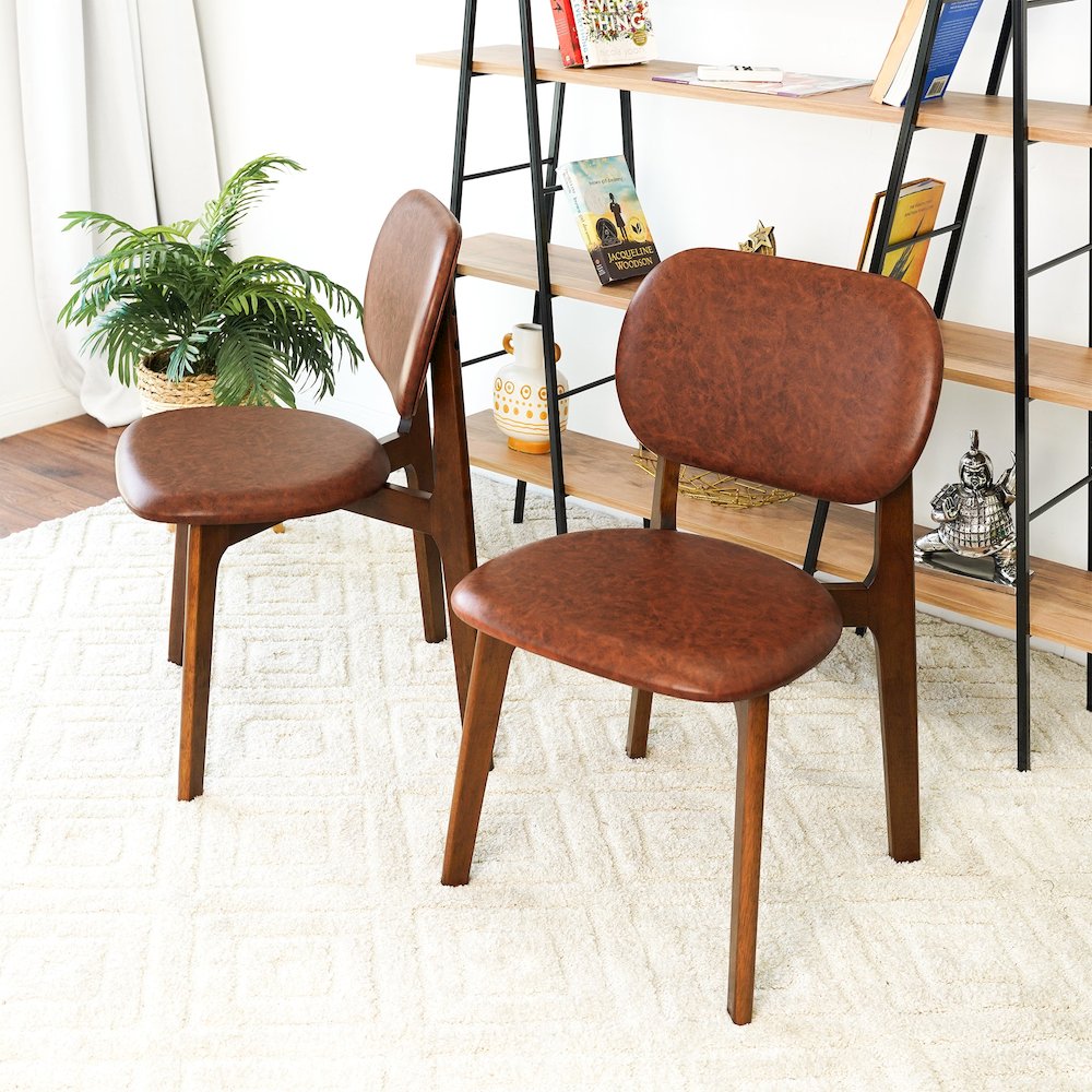 Kelsey Brown Leather Dining Chair (Set Of 2). Picture 3