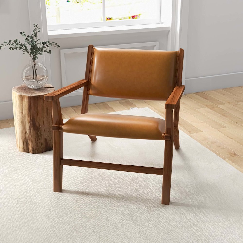 Hendrix Antique Tan Leather Arm Chair. Picture 4