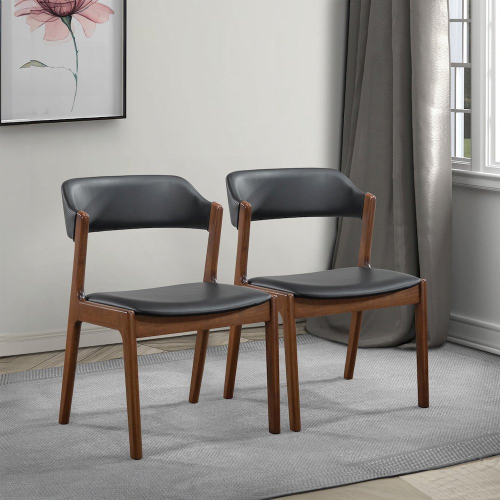 Enzo Black Leather Dining Chair (Set Of 2). Picture 2