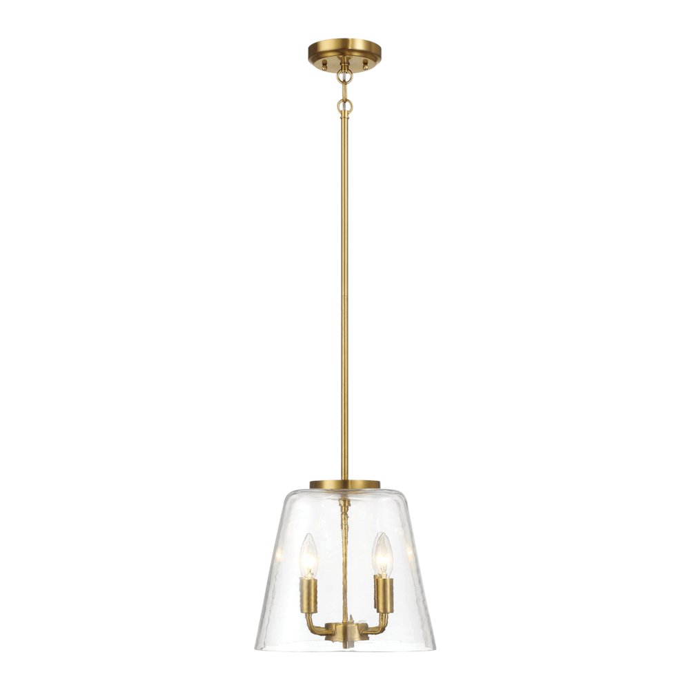 Soiree Four Candle Lights Pendant With Clear Glass - Satin Brass. Picture 3