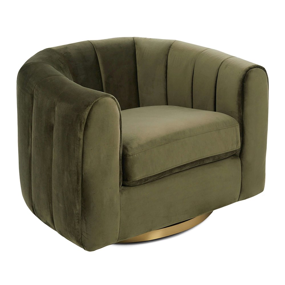 Cosey Green Velvet Swivel Chair. Picture 1
