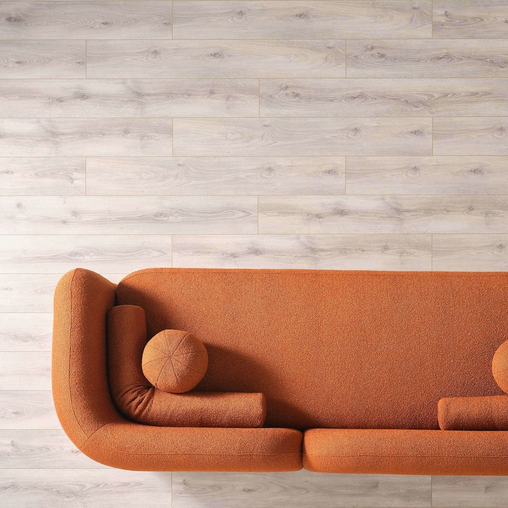 Donna Japandi Style Burnt Orange Boucle Sofa. Picture 4