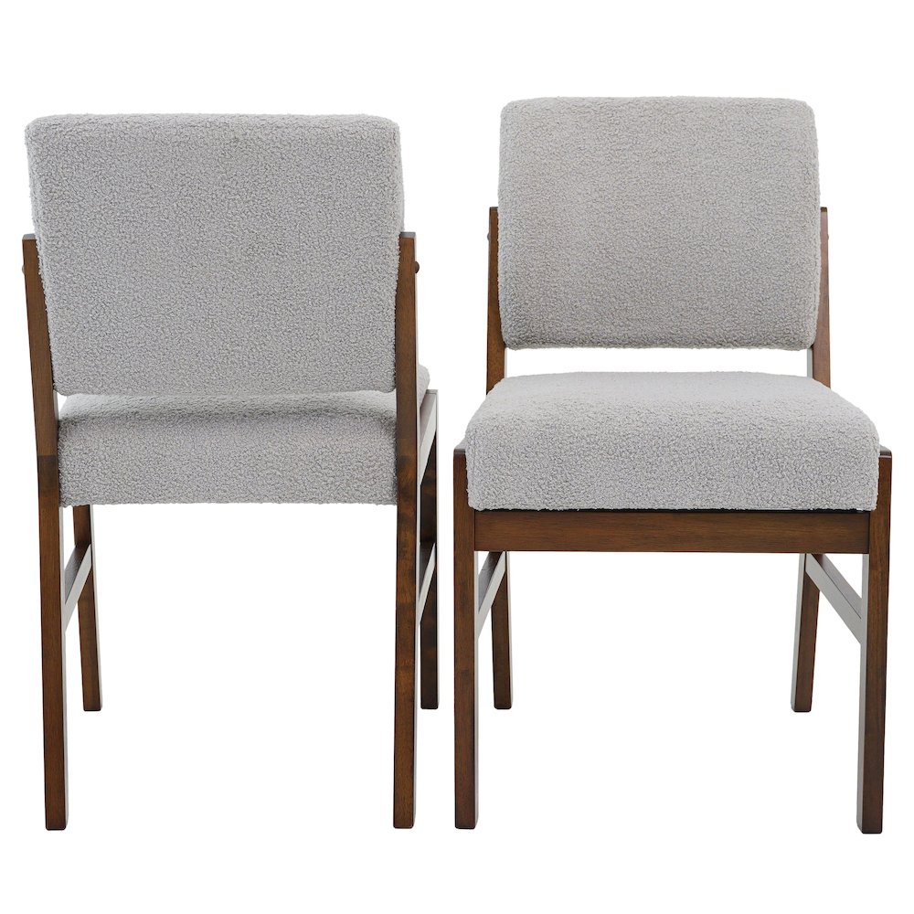 Caldwell Dining Chair Set of 2 - Light Grey Boucle. Picture 2