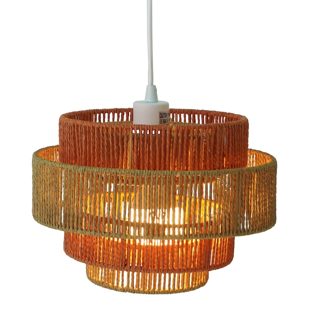 Dorset Pendant Lamp - White and Natural/Terracotta. Picture 3