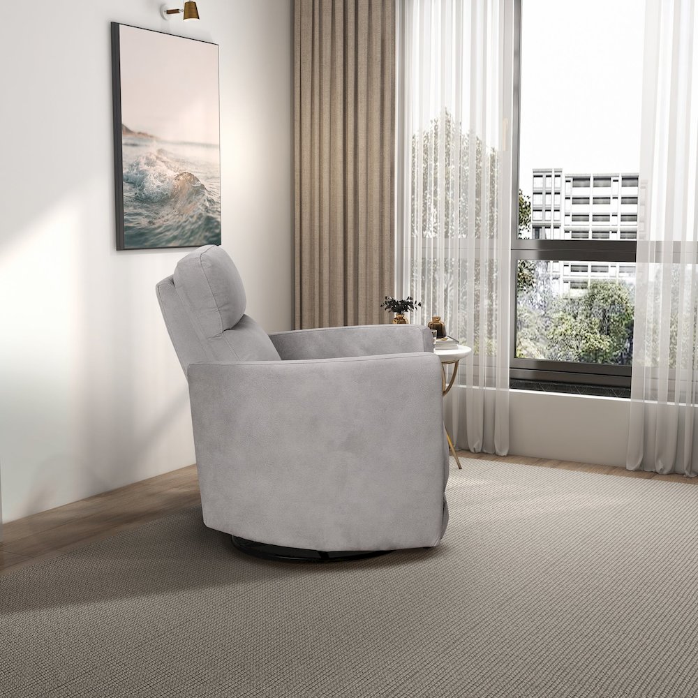 Lawson Swivel Glider Linen Recliner Chair - Latte. Picture 5