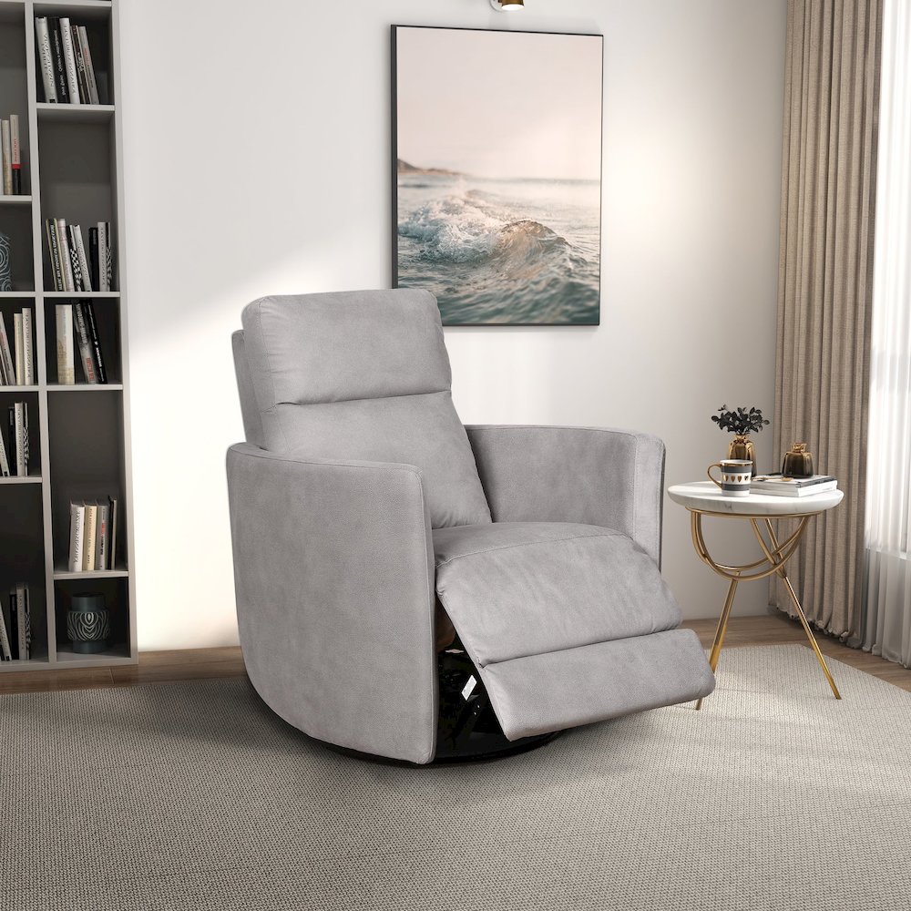 Lawson Swivel Glider Linen Recliner Chair - Latte. Picture 4