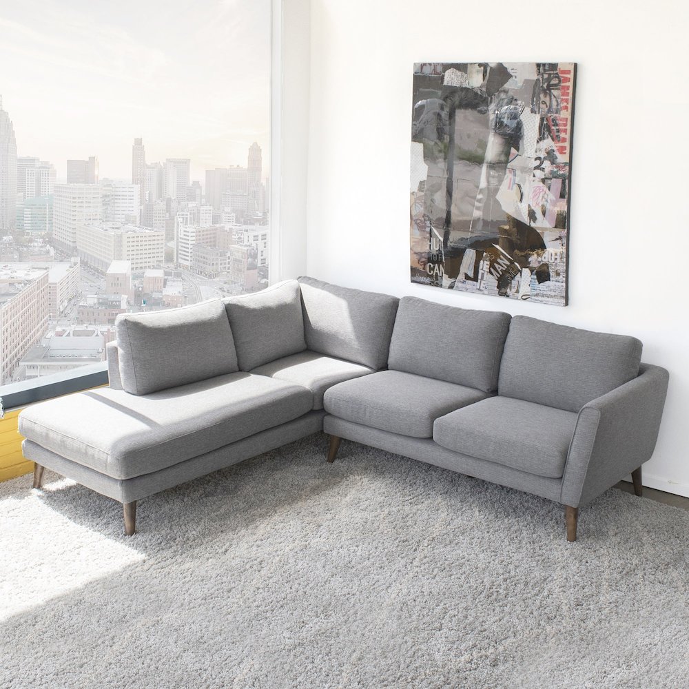 Benson Grey Sectional Sofa Left Facing Chaise. Picture 4