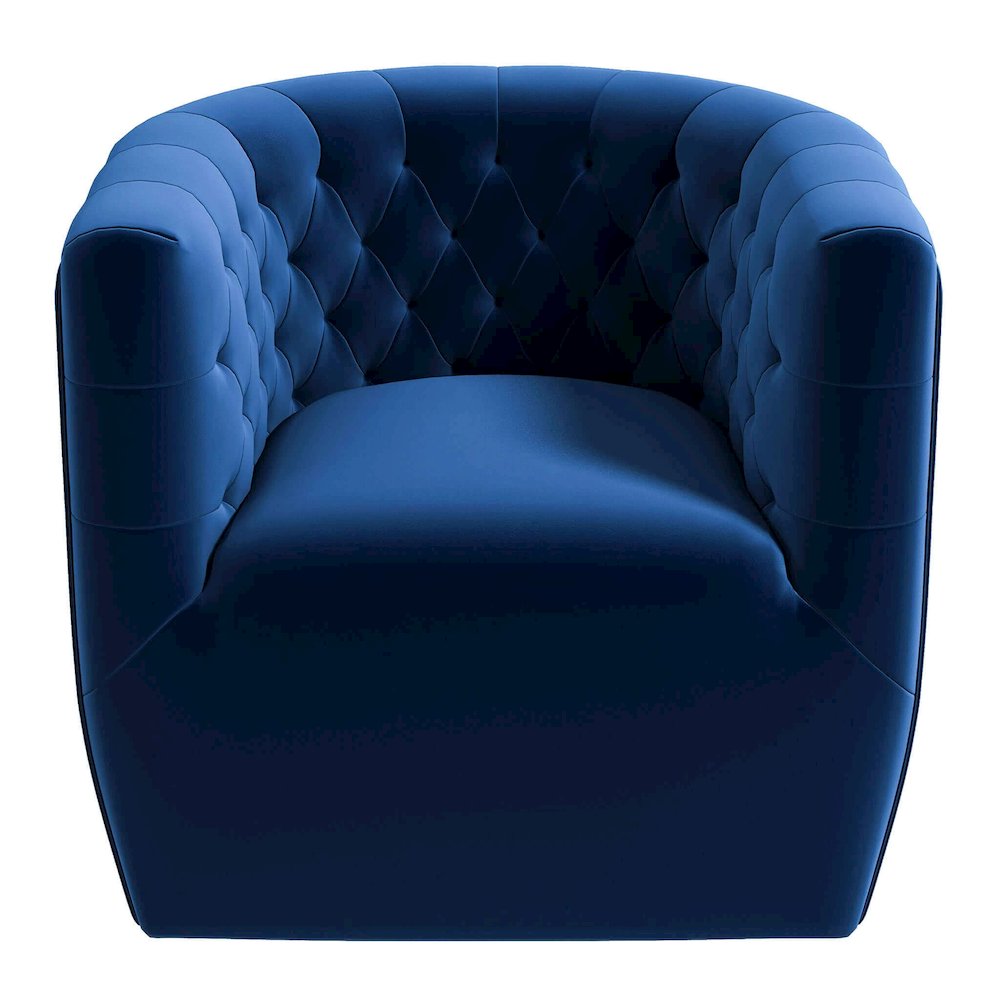 Delaney Dark Blue Velvet Swivel Chair. Picture 2