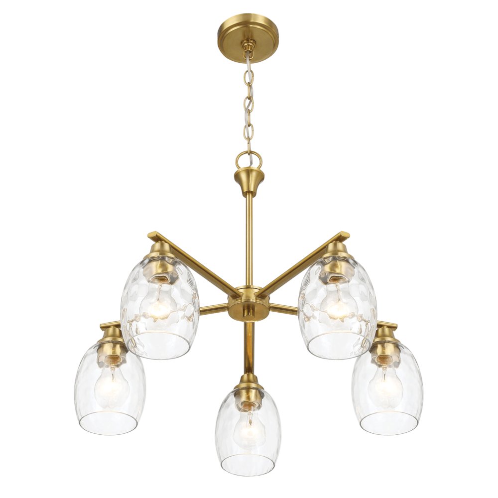 Elegance Five Lights Linear Arms with Golden Brass Finish Chain Chandelier. Picture 4