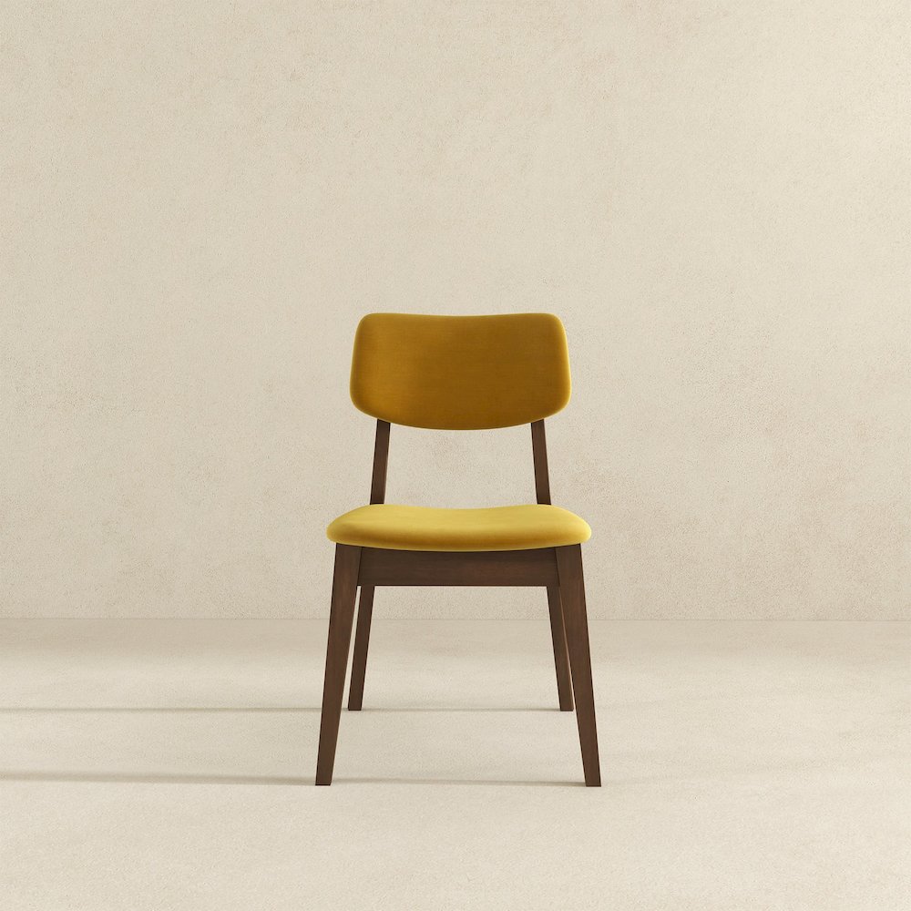 Carlos Dark Yellow Velvet Solid Back Side Chair (Set Of 2). Picture 7