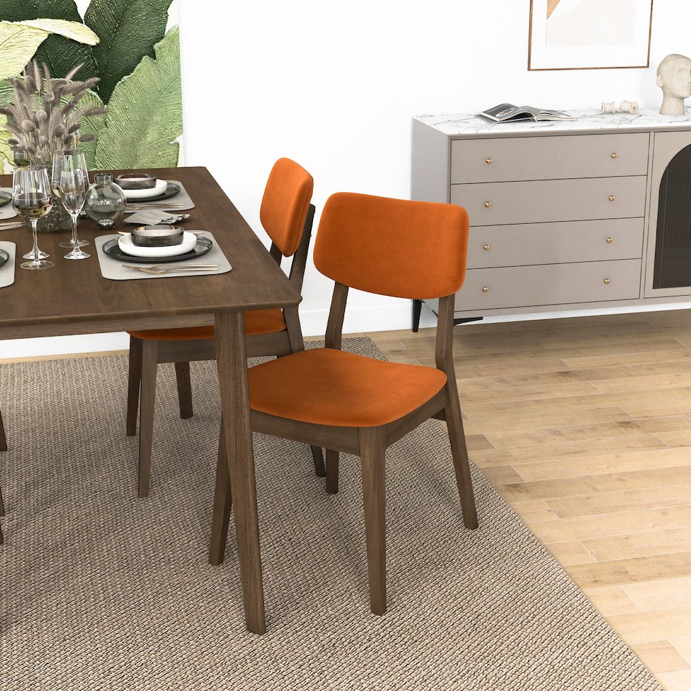 Carlos Burnt Orange Velvet Solid Back Side Chair (Set Of 2). Picture 6