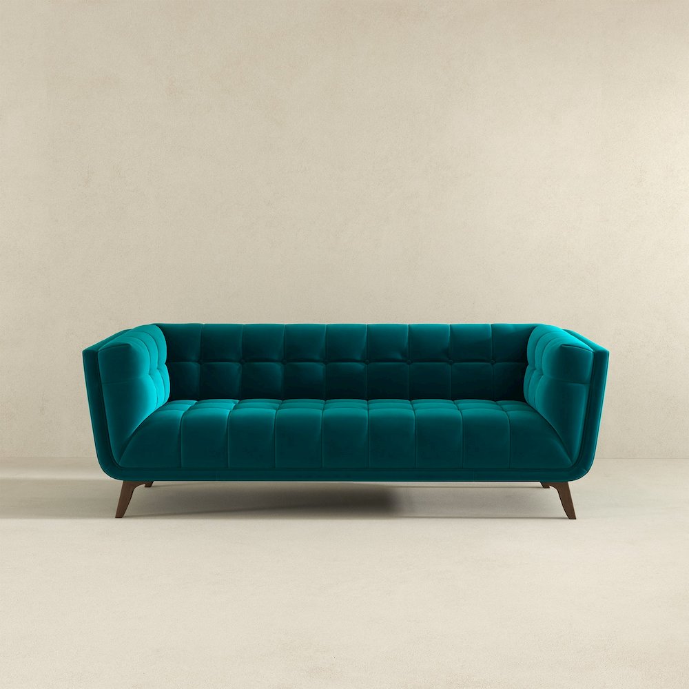 Addison Large Teal Velvet Sofa. Picture 3
