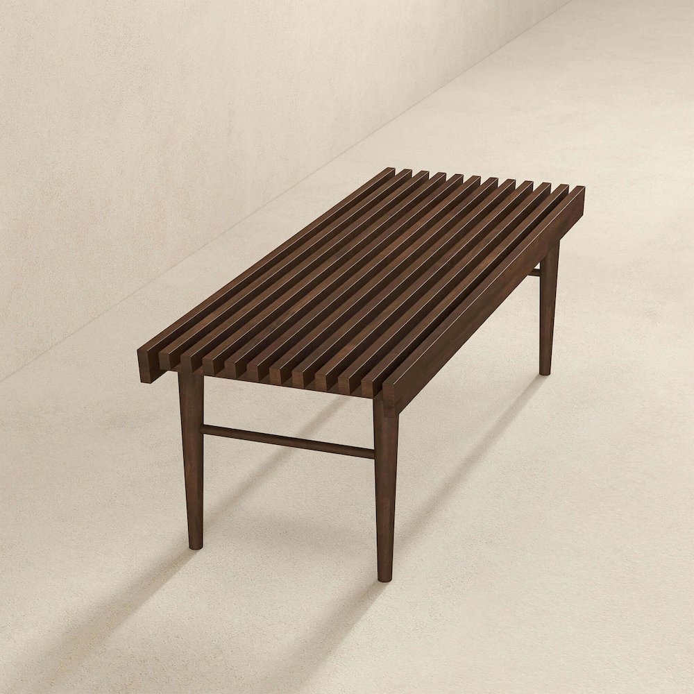 Mia Mid Century Modern Solid Wood Bench. Picture 8