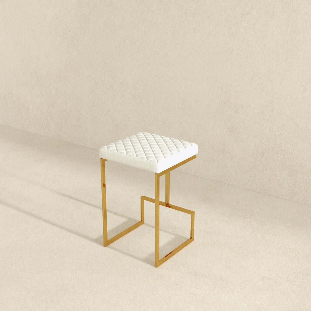 Joel Beige Boucle Counter Stool. Picture 3