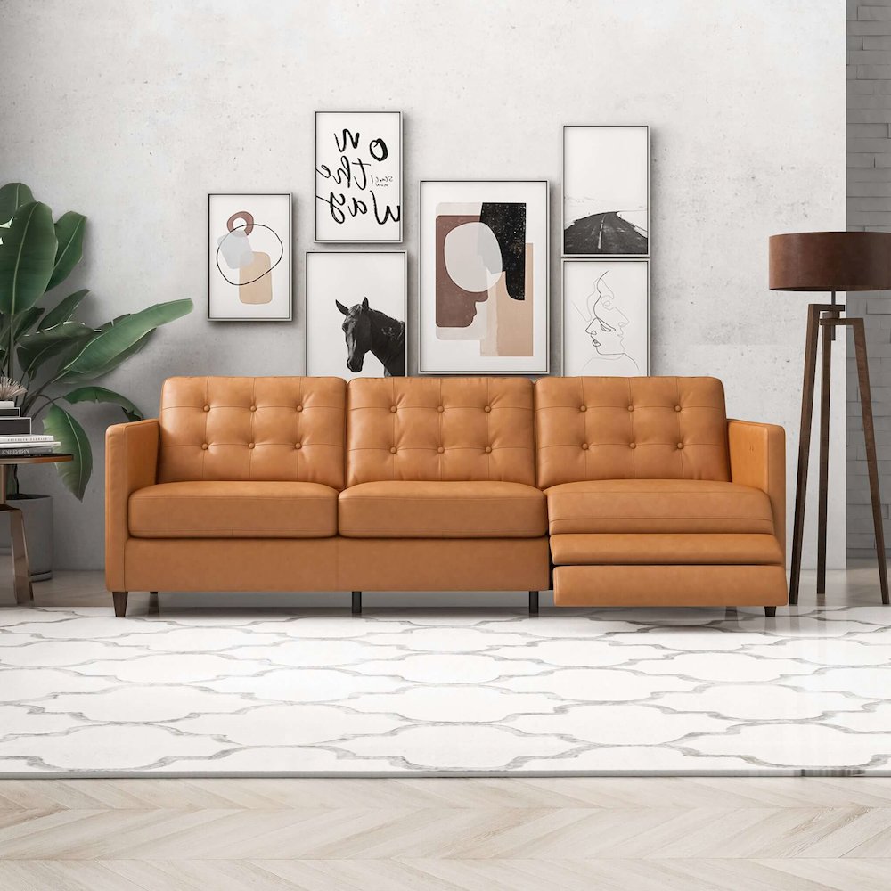 Christopher Tan Leather Electric Inclining Sofa. Picture 2
