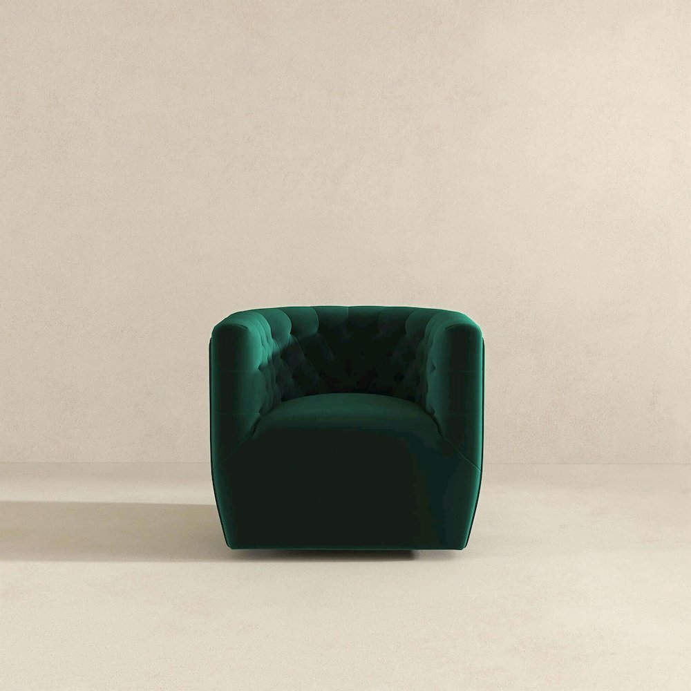 Delaney Green Velvet Swivel Chair. Picture 3