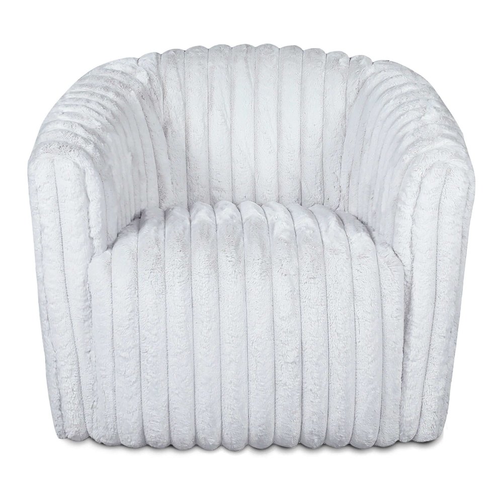 Mira White Soft Plush Fabric Swivel Chair. Picture 1
