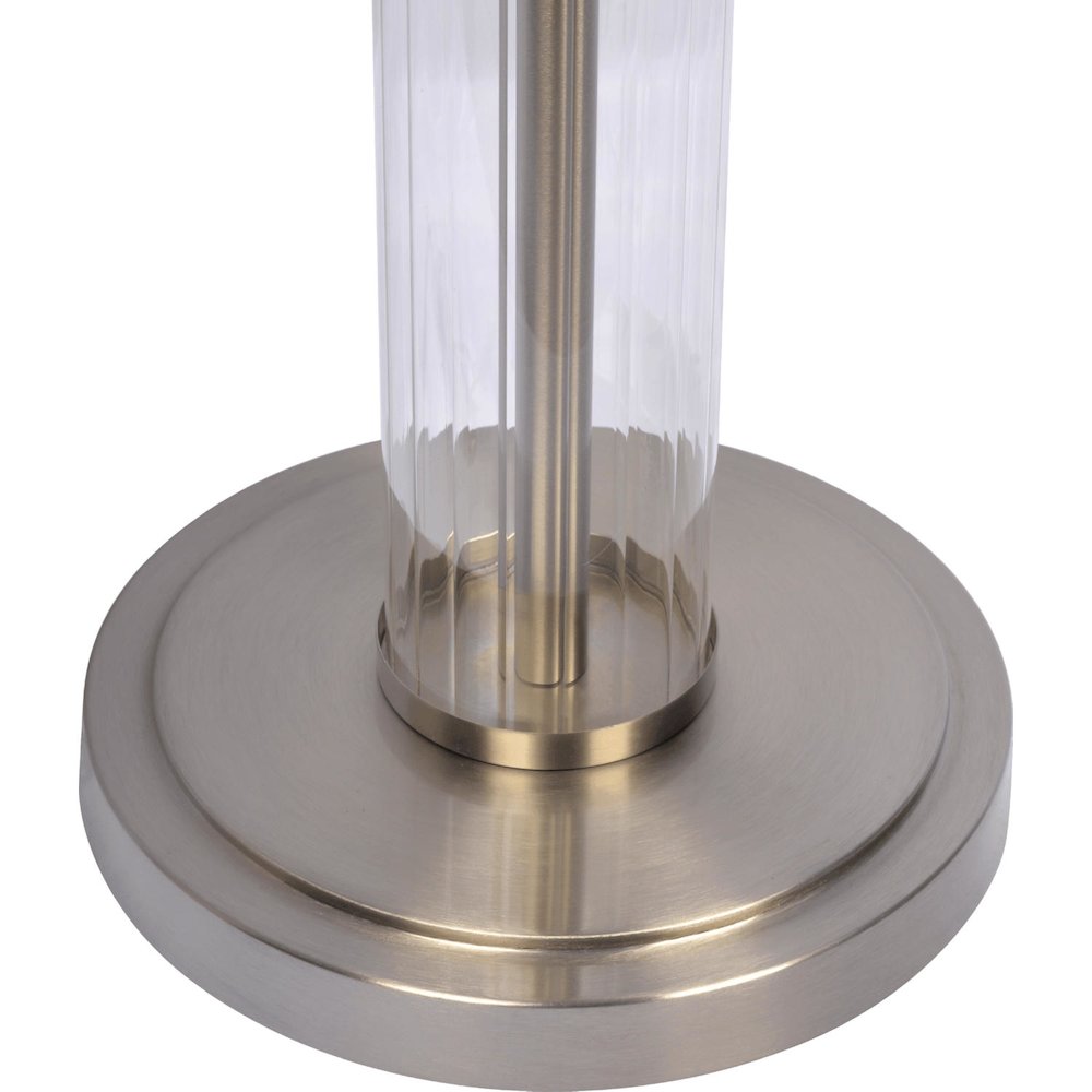 Echo Brushed Nickel Table Lamp with On/Off Switch Clear Glass Body Metal Base. Picture 4