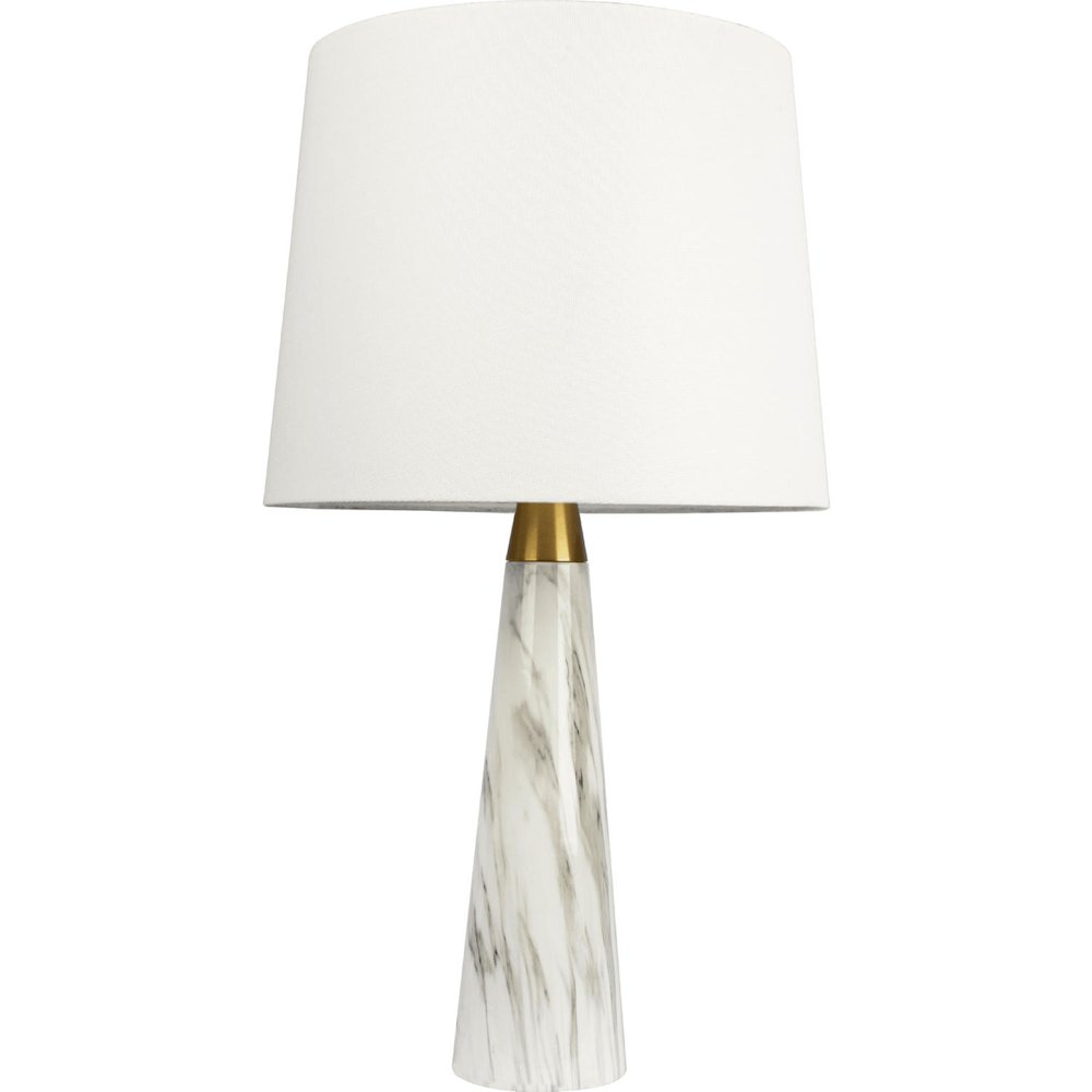 Enclave Hydro Black Table Lamp with On/Off Switch Faux Marble Base Fabric Shade. Picture 1