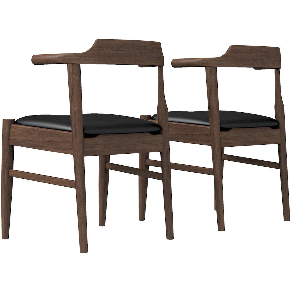 Leon Mid-Century Modern Black Vegan Leather Dining Chair (Set of 2). Picture 7
