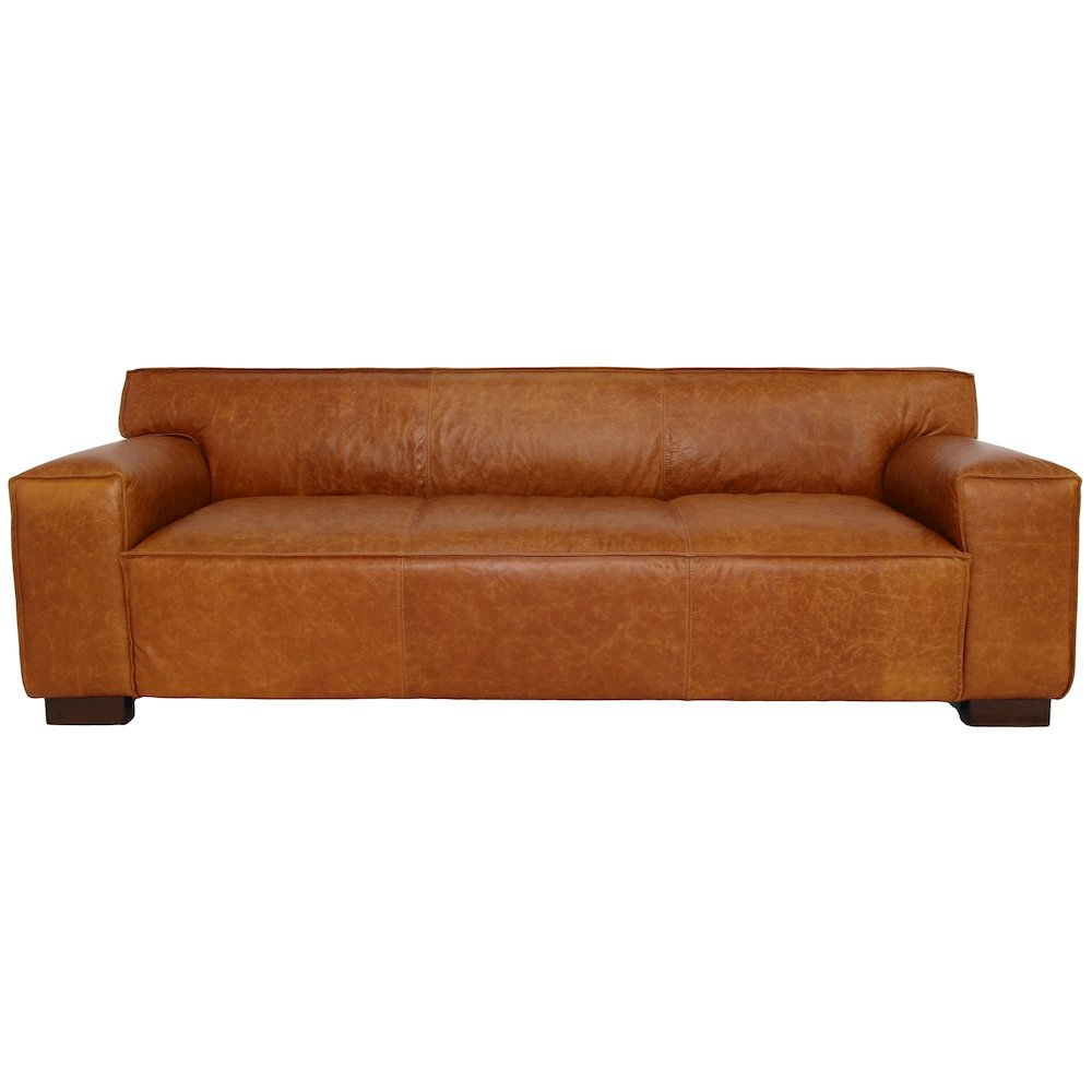 Morgan Waxy Cognac Leather Sofa. Picture 1