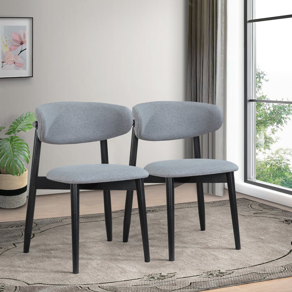 Korbin Grey Fabric Dining Chair (Set of 2). Picture 2