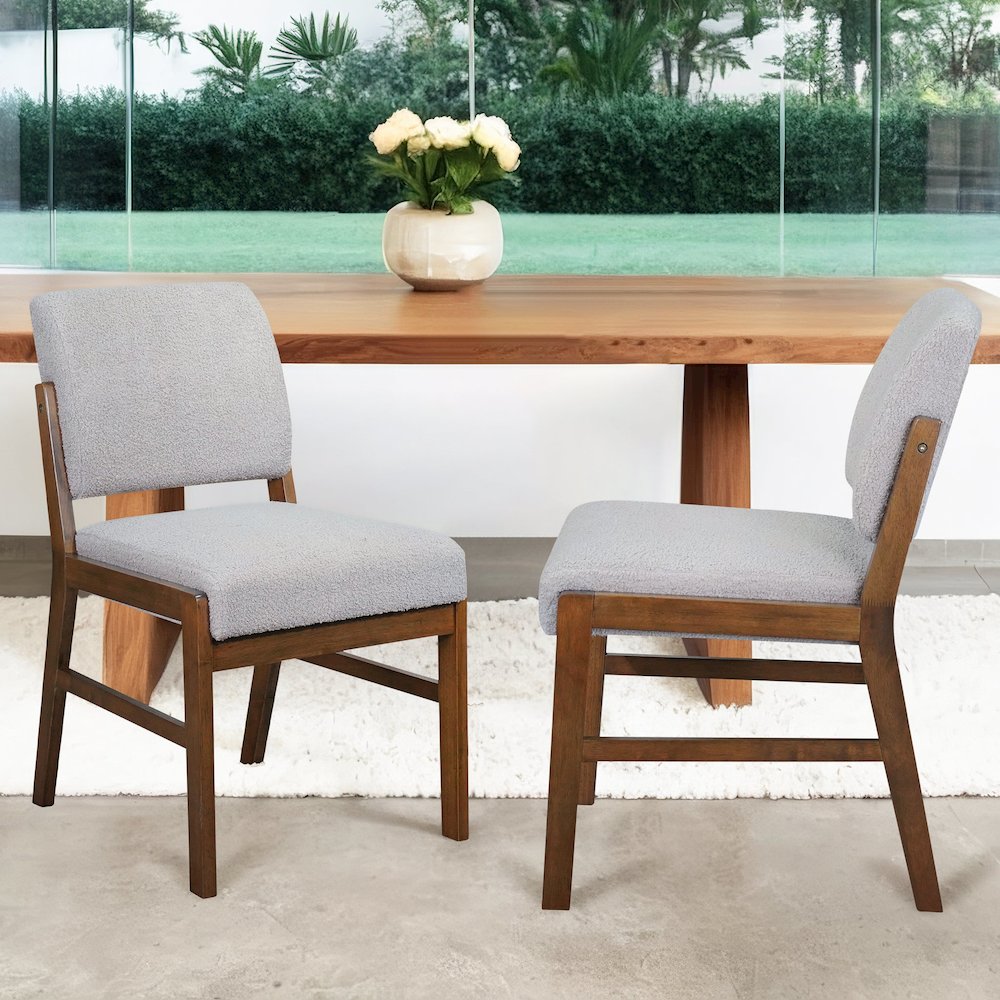 Caldwell Dining Chair Set of 2 - Light Grey Boucle. Picture 3