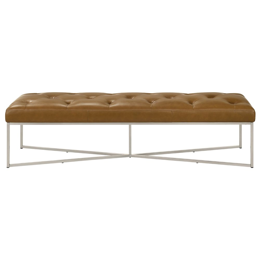 Harper Tan Genuine Leather Bench. Picture 1