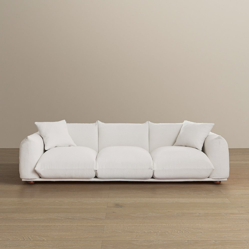 Kely  100'' Cream Boucle Upholstered Sofa. Picture 7