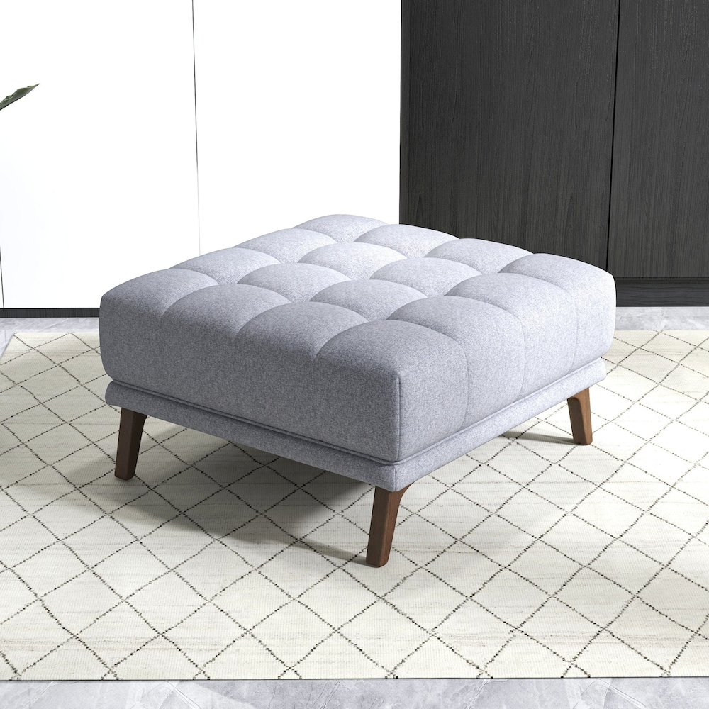 Addison Square Light Grey Upholstered Ottoman. Picture 4