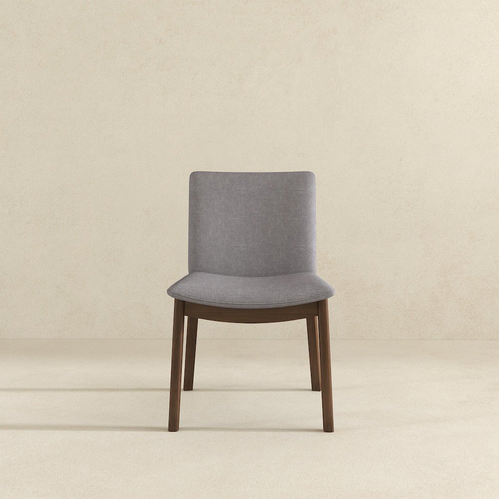 Laura  Light Grey Linen Solid Wood Dining Chair (Set Of 2). Picture 4