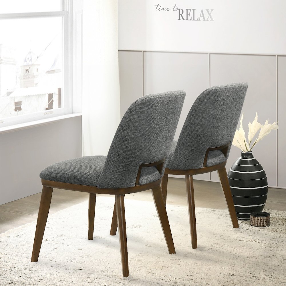 Blaken Dark Grey Fabric Dining Chair (Set Of 2). Picture 2