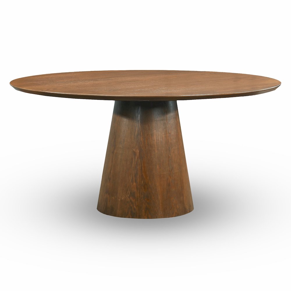 Palamades Round Solid Wood Walnut Dining Table - Large. Picture 1