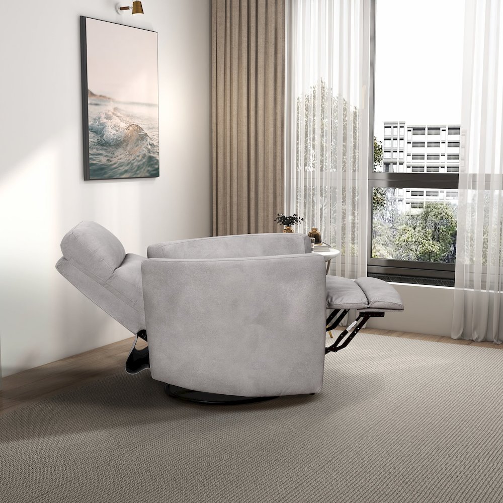 Lawson Swivel Glider Linen Recliner Chair - Latte. Picture 7