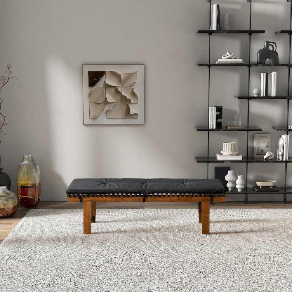 Lucia Bench in Black PU Leather. Picture 2
