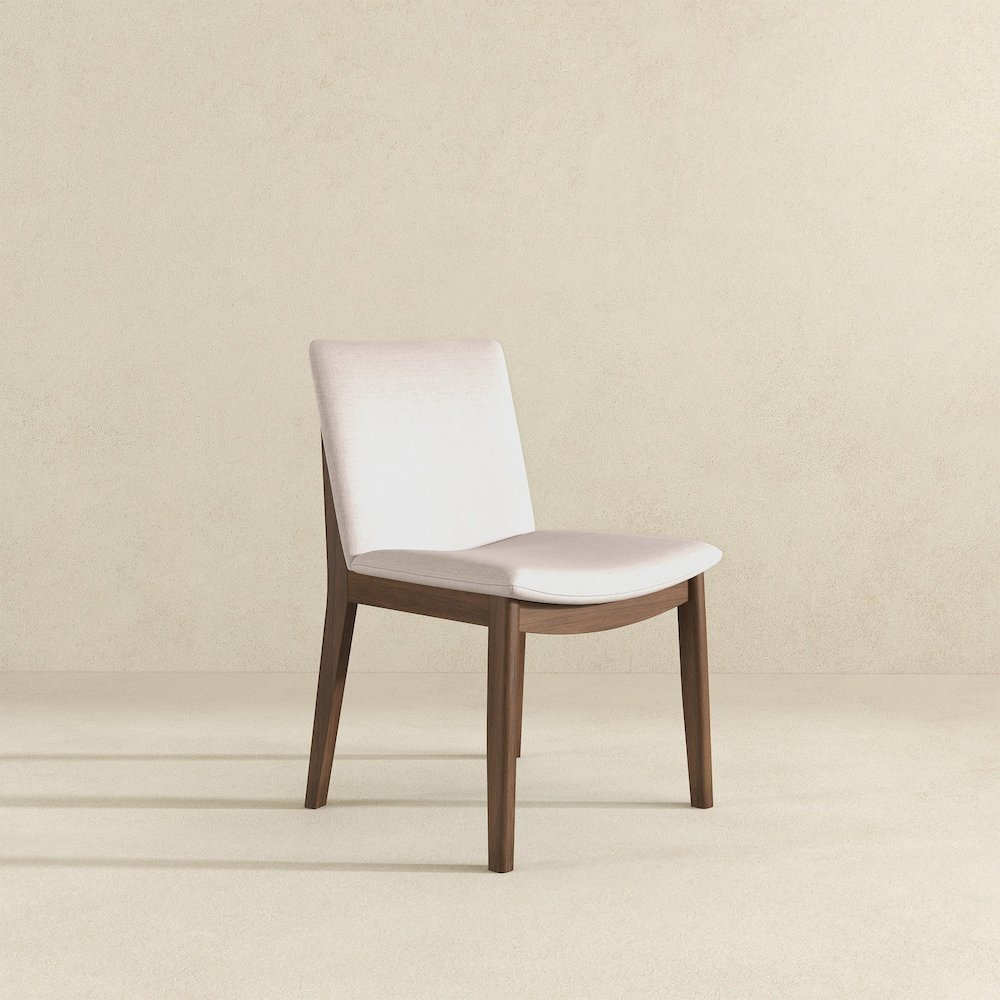Laura  Beige Linen Solid Wood Dining Chair (Set Of 2). Picture 3