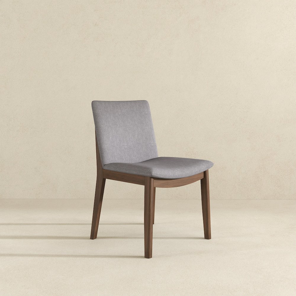 Laura  Light Grey Linen Solid Wood Dining Chair (Set Of 2). Picture 3