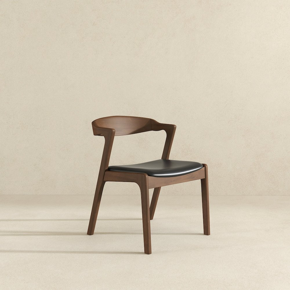 Dakota  Solid Wood Black Leather Dining Chair (Set Of 2). Picture 2
