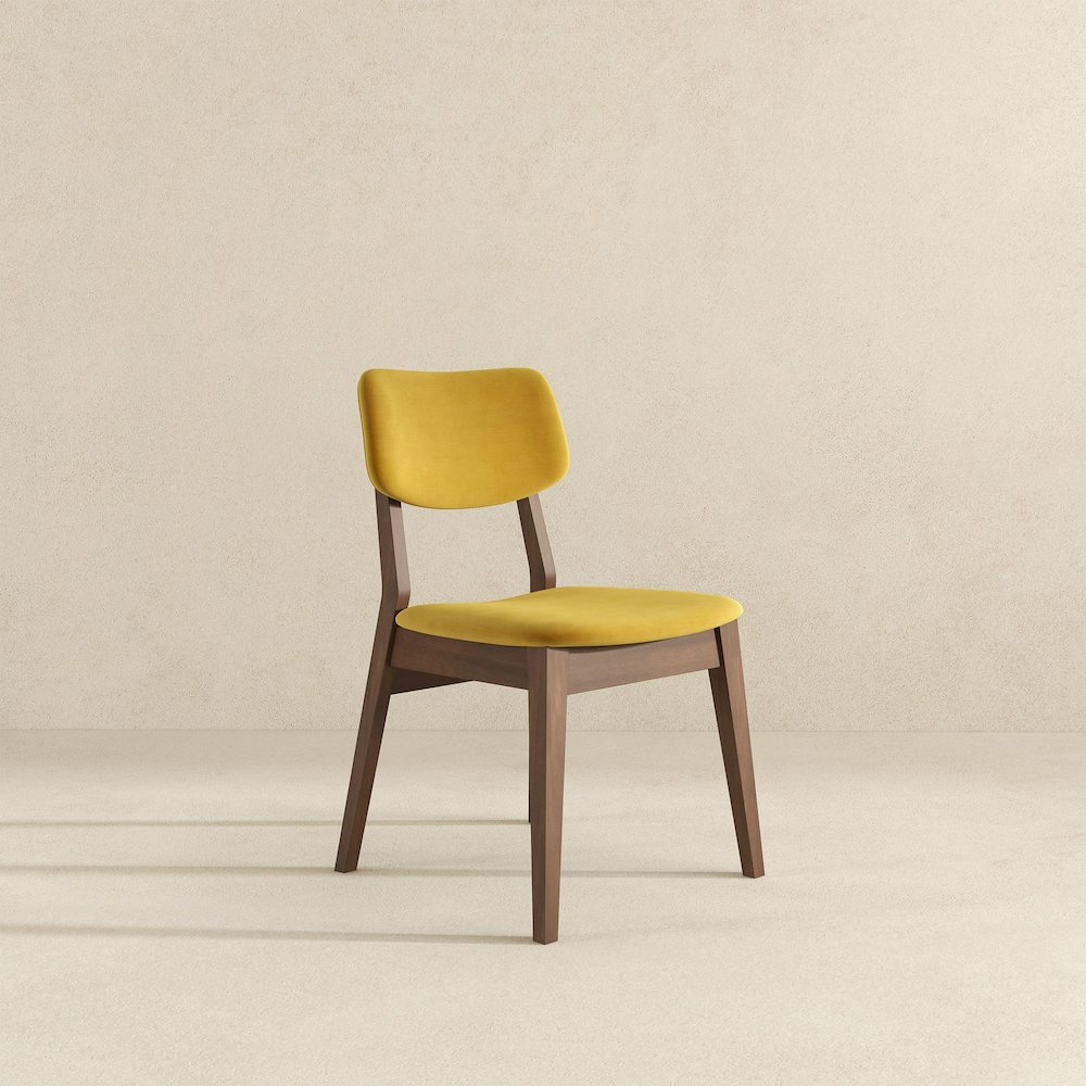 Carlos Dark Yellow Velvet Solid Back Side Chair (Set Of 2). Picture 6