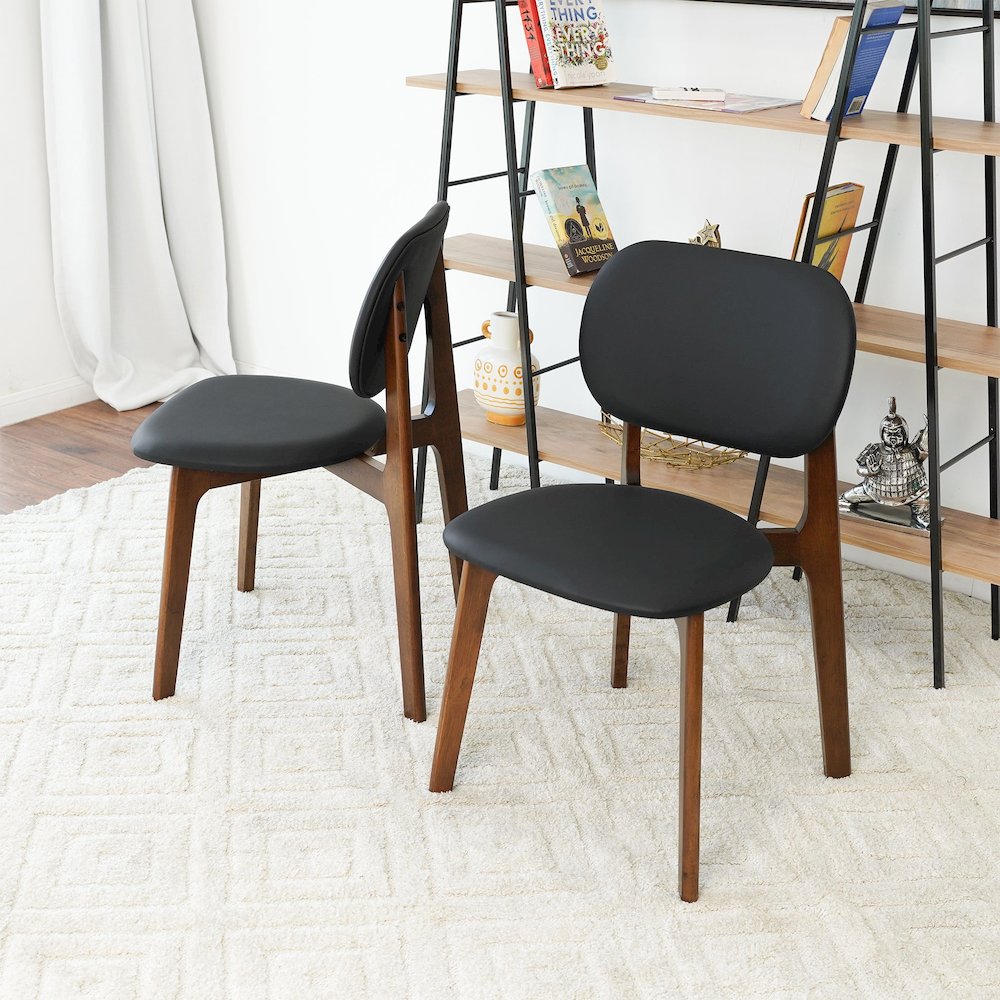 Kelsey  Black Leather Dining Chair (Set Of 2). Picture 4