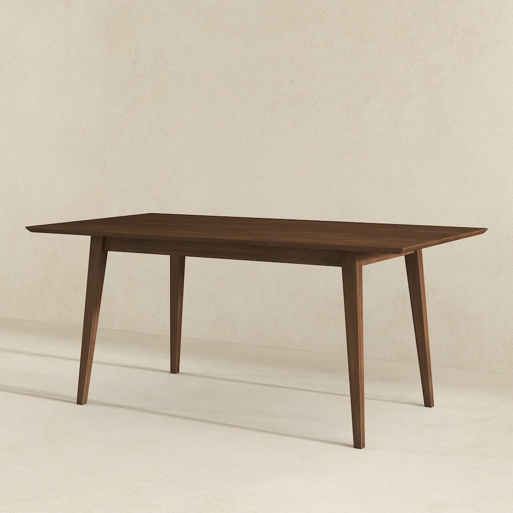 Levi Modern Style Solid Wood Rectangular Walnut Top Dining Table 63". Picture 3