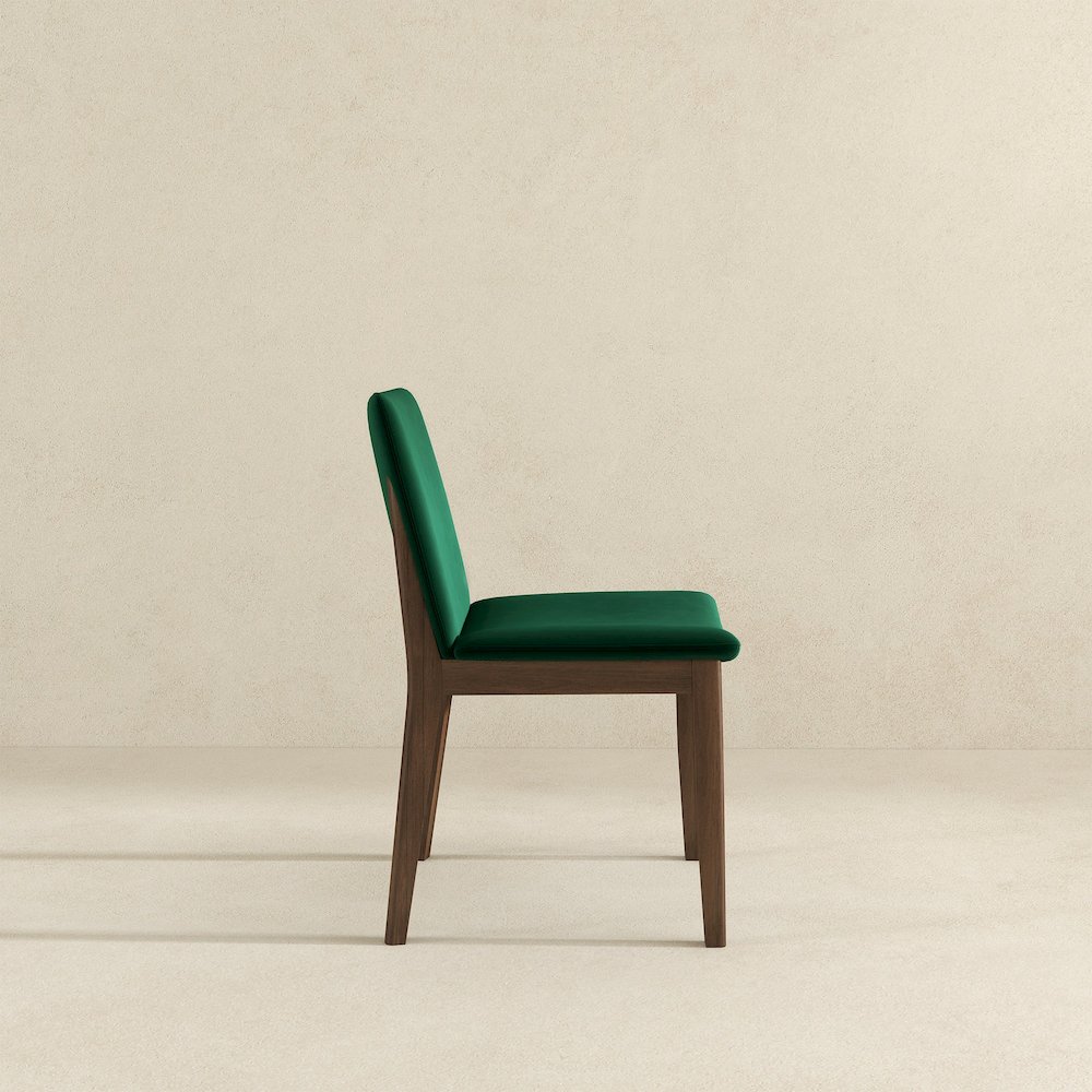 Laura  Green Velvet Solid Wood Dining Chair (Set Of 2). Picture 5