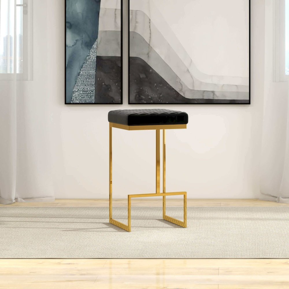 Joel Black Velvet Bar Stool. Picture 5