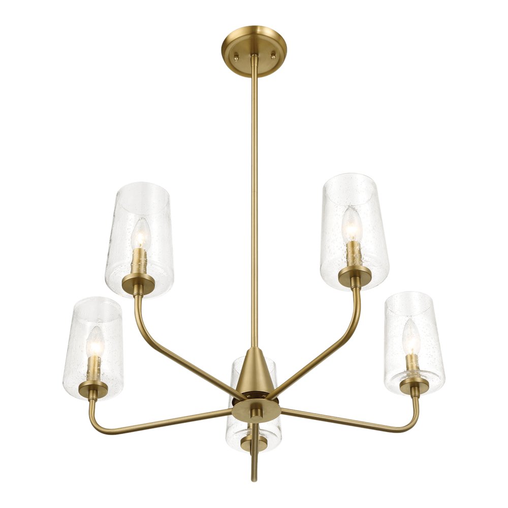 Dazzle Five Lights Chandelier With Clear Seeded Glass -Satin Brass. Picture 4