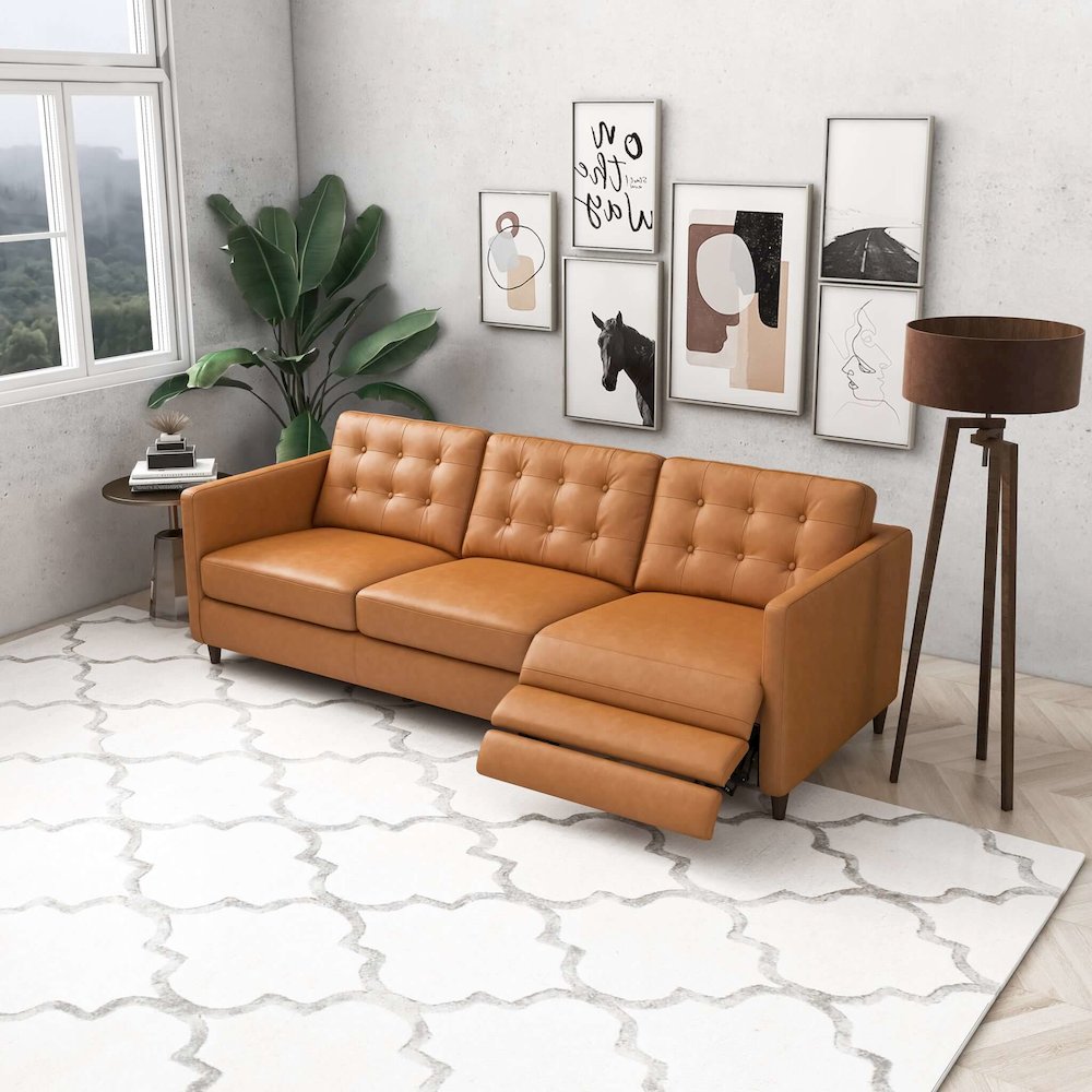 Christopher Tan Leather Electric Inclining Sofa. Picture 5