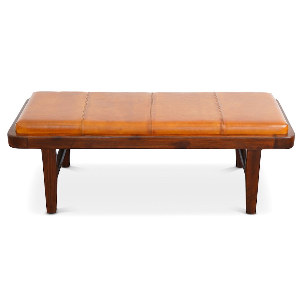 Maddox Tan Leather Bench. Picture 7