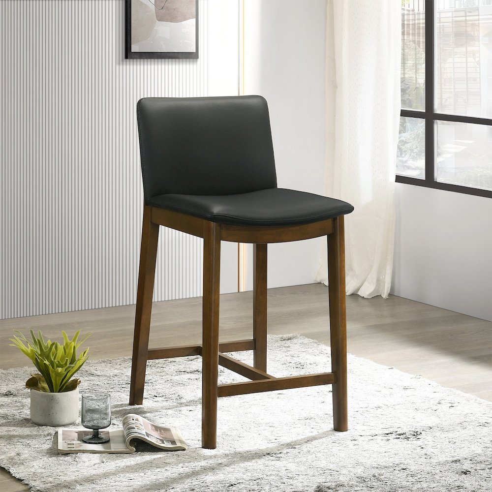 Shannon Counter Chair In Black Vegan Leather. Picture 4