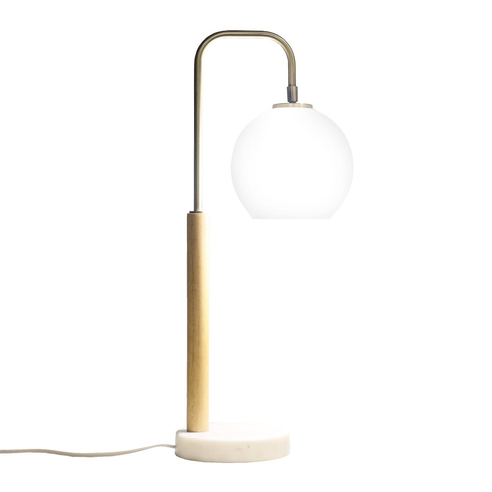 Auris White Globe Lampshade Table Lamp with Marble Base. Picture 3